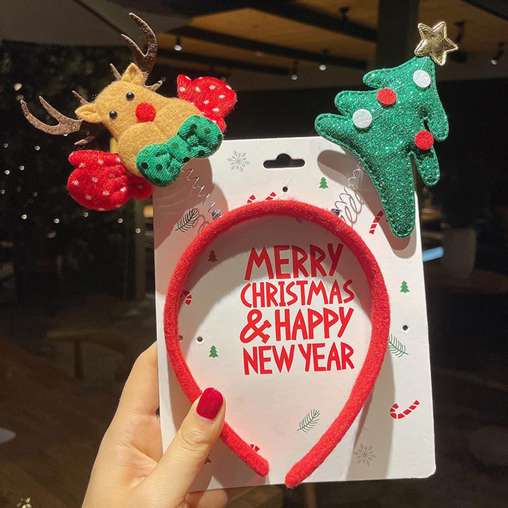 2024 New Year Christmas Hair Bands Cute Deer Horn Santa Claus Tree Headwear Hair Accessories For Xmas Gifts Party Supplies