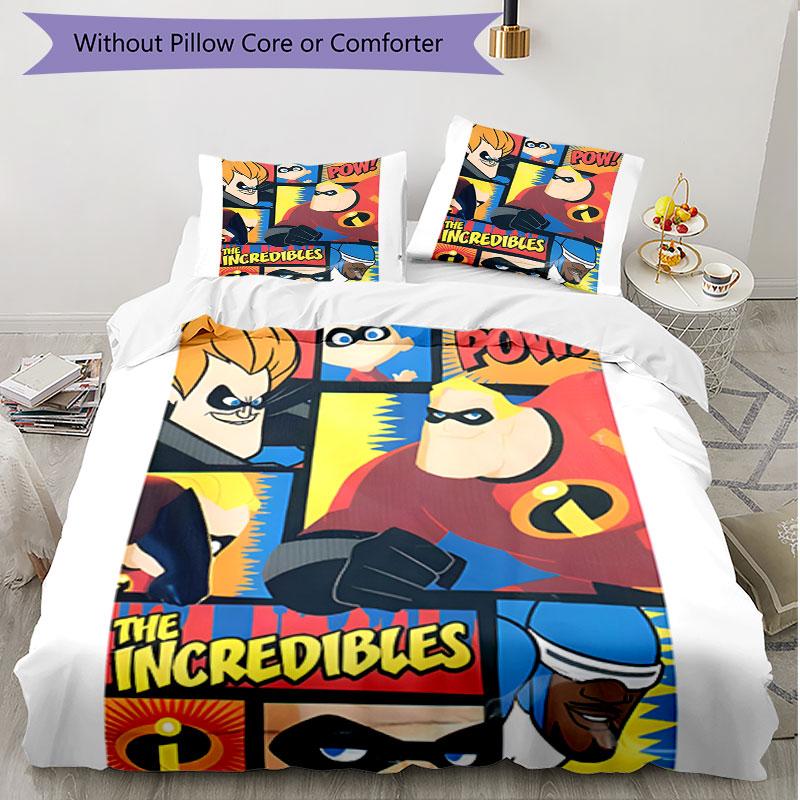 3pcs Duvet Cover Set (1*Duvet Cover + 2*Pillowcase, Without Core), Incredibles Print Soft All‑Season Bedding Set, Home Bedroom Decor Gift