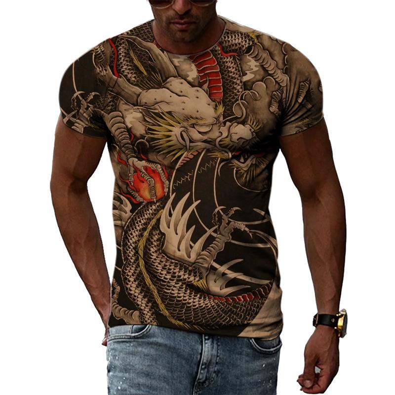 Summer Fashion Chinese Dragon Men T-shirts 3D Trend Casual Personality Cool Style Printing Tees Hip Hop O-neck Short Sleeve Tops