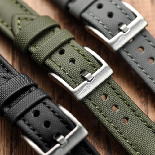 WatchGecko Atlas Водонепроницаемый ремешок для часов из парусины - Пряжка из нержавеющей стали - Прочный и удобный - 21 мм, Синий