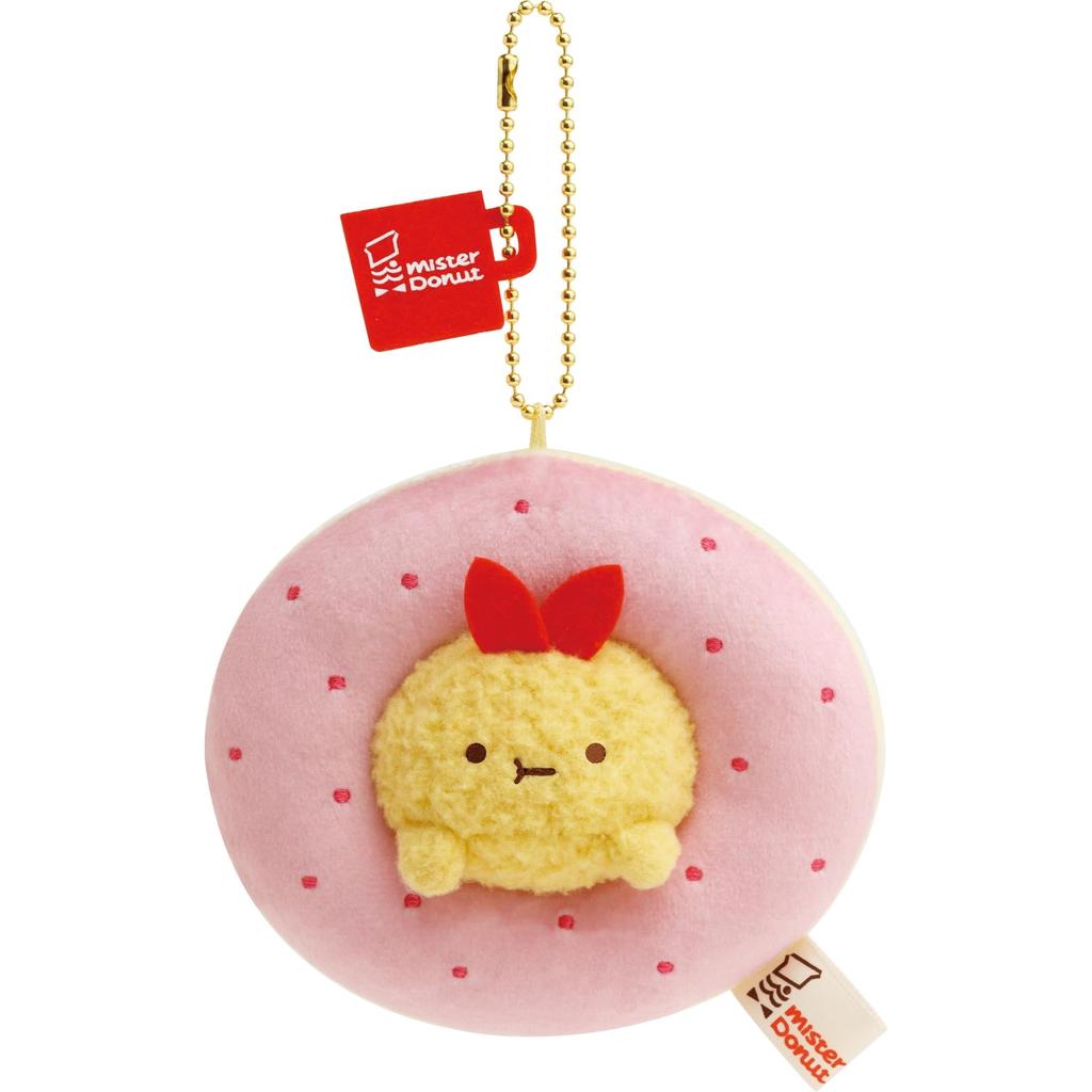 Sumikkogurashi Mister Donut Collaboration Plush Fried Shrimp Strawberry Ring MO49001 San-X Toy, Tail,