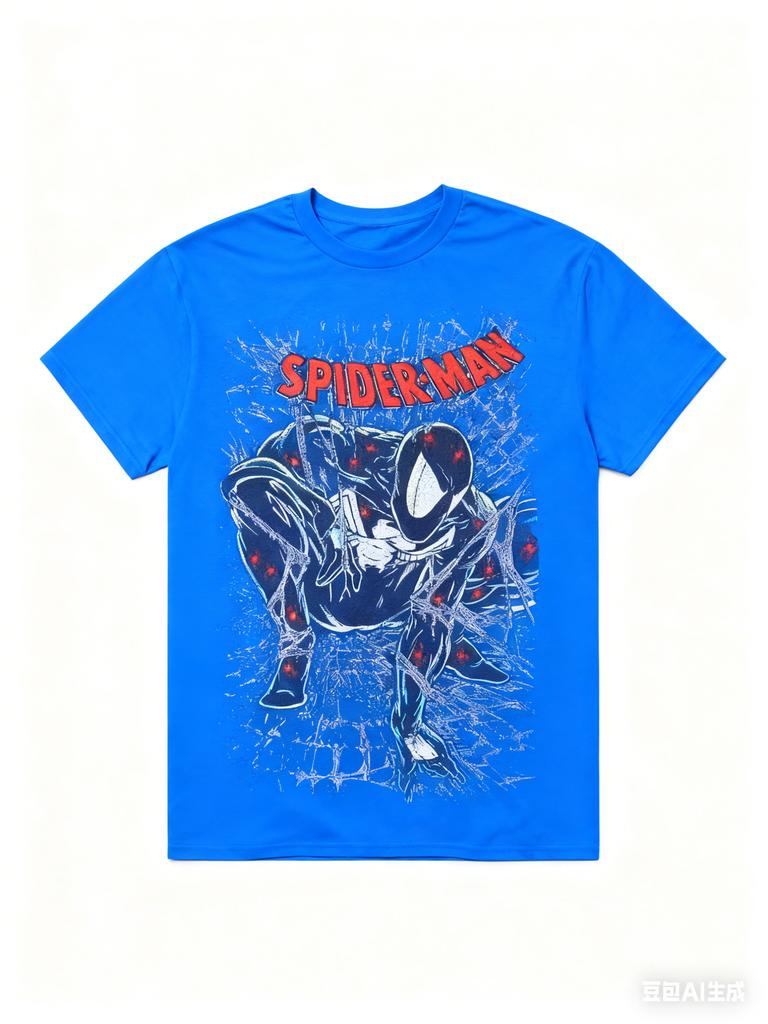 Оригинальные 2026 Новый Тренд Человек-паук Серебряная Фольга Сетчатый Принт Большого Размера Мужские и Женские Футболки с Коротким Рукавом Свободного Кроя