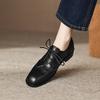 Модная женская обувь Оксфорды из натуральной кожи с круглым носком Черная Коричневая Женская Шнуровка Броги Лоферы Повседневная обувь для женщин Кожаная обувь 2025