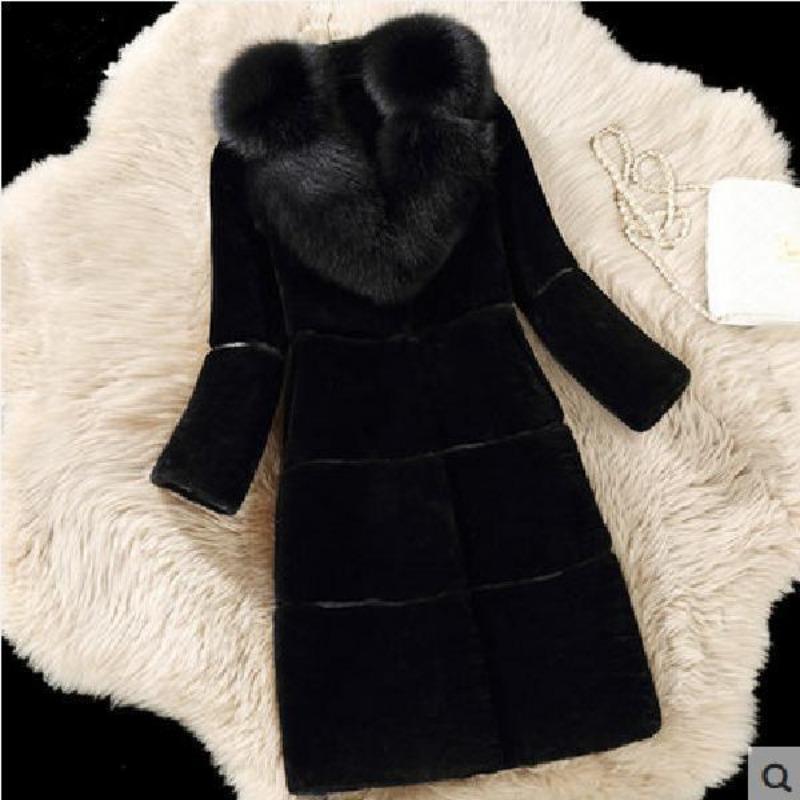 Sheep Shearing Autumn and Winter Women's New Imitation Fur Integrated Imitation Fox Fur Collar Wool Coat Coat Medium and Long