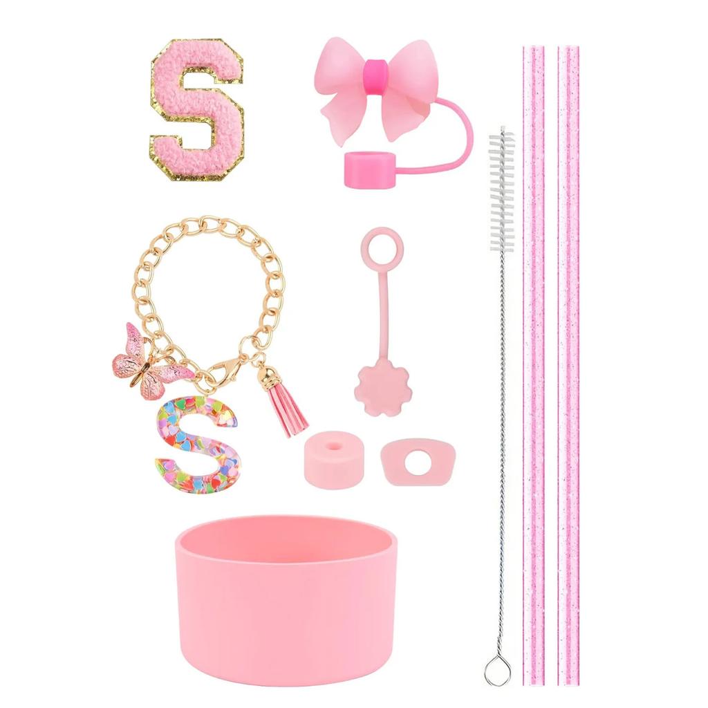 Набор из 10 аксессуаров для стакана Stanley 30 унций 40 унций: крышка для соломинки, крышка, чехол, стоппер от проливания, брелок с буквой, наклейка