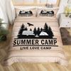 Erosebridal Rustic Farmhouse Bedding - Happy Camping Duvet Cover for Boys Kids Teens, Black Sketch Drawing Comforter Cover Vintage Old Barn