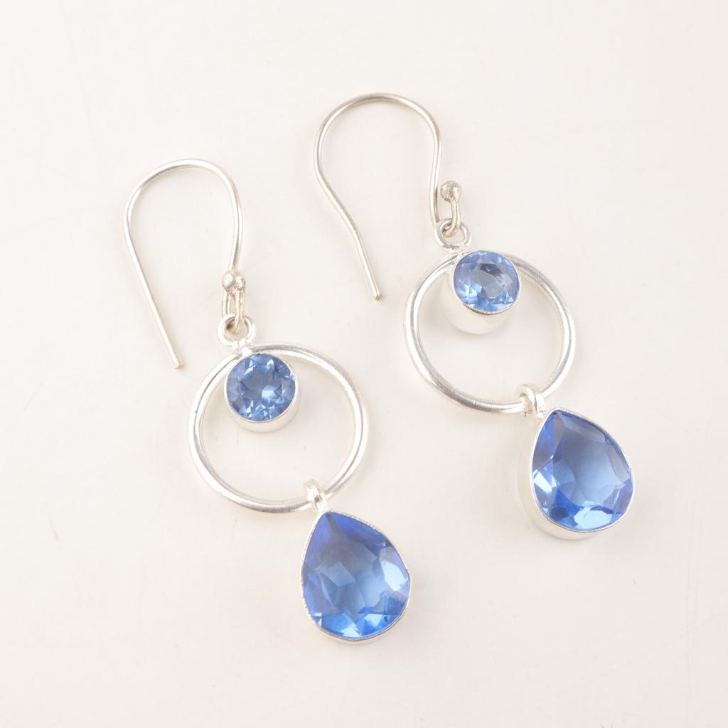 Натуральный камень Танзанит Ювелирные изделия из серебра 925 пробы Серьги ручной работы 2,0" EE-140-15