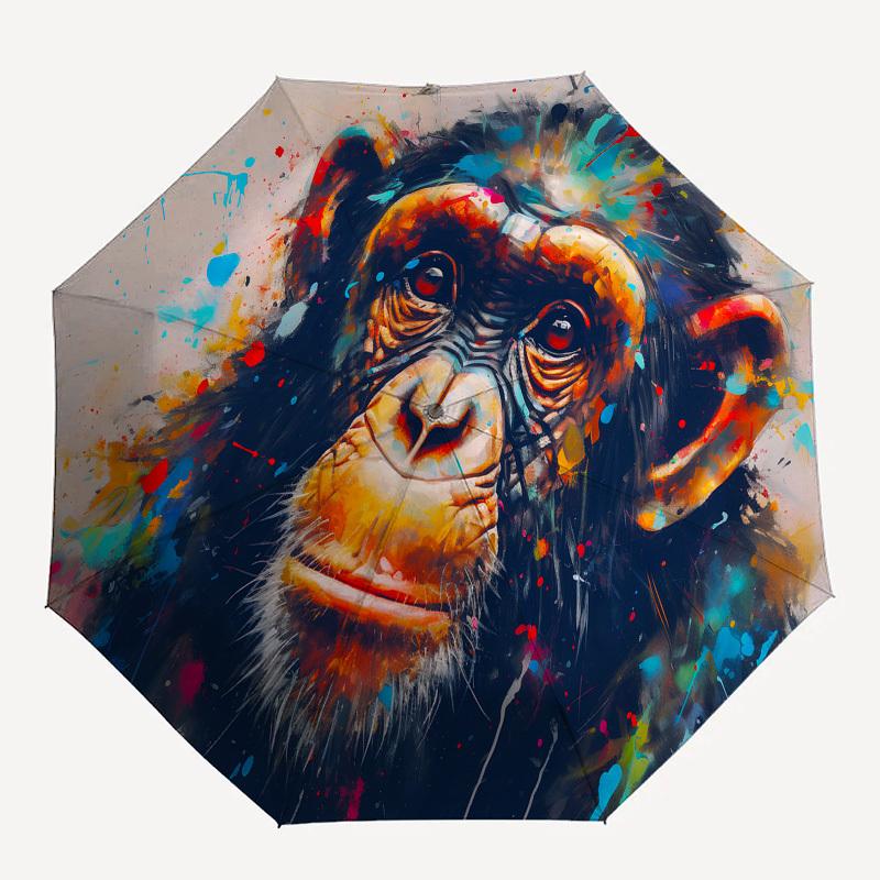 Chimpanzee, Abstract Art- Automatic Umbrella,Suitable for Men and Women,Suitable for Birthdays, Christmas, Gifts for Fashion Lovers0911b