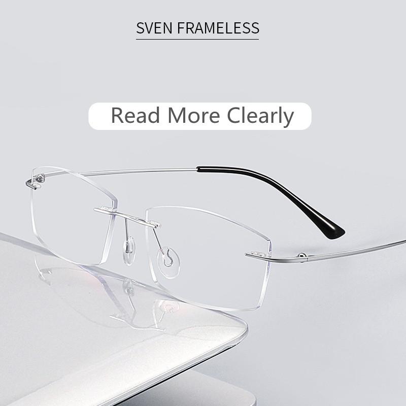 Pure Titanium Rimless Diamond Cutting Man Woman Glasses Frame Anti Blue Light Reading Glasses Men Eyewear + 1.0 1.5 2.0 2.5 3.0