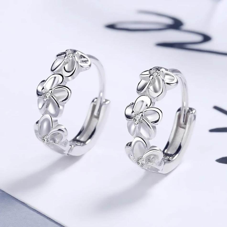 Серьги-кольца из серебра 925 пробы со сладким цветочным дизайном Отлично подходят для повседневного ношения, праздников и в качестве подарков Винтажный богемный стиль