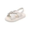 Girls' Sandals 2024 Summer Soft Sole Children's Beach Shoes Kids Bow Solid Color Sandals for Vacation Wear-resistant Dirt-proof