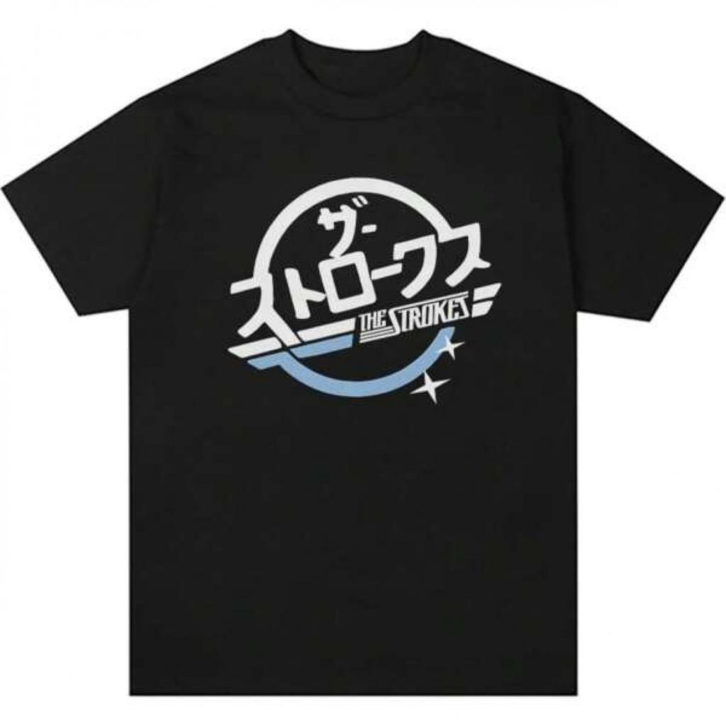 The Strokes Band Logo TShirt for Unisex Women Japanese Print with Iconic Pufferfish Graphic Casual Streetwear