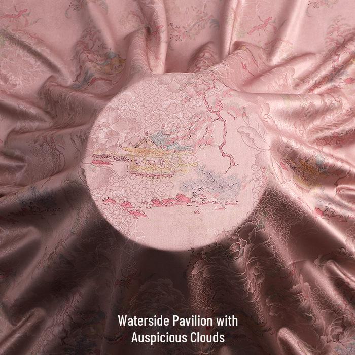 Luxurious Printed Imitation Silk Xiangyun Yarn Cheongsam Dress Fabric, Soft Chinese Tang Suit Fabric