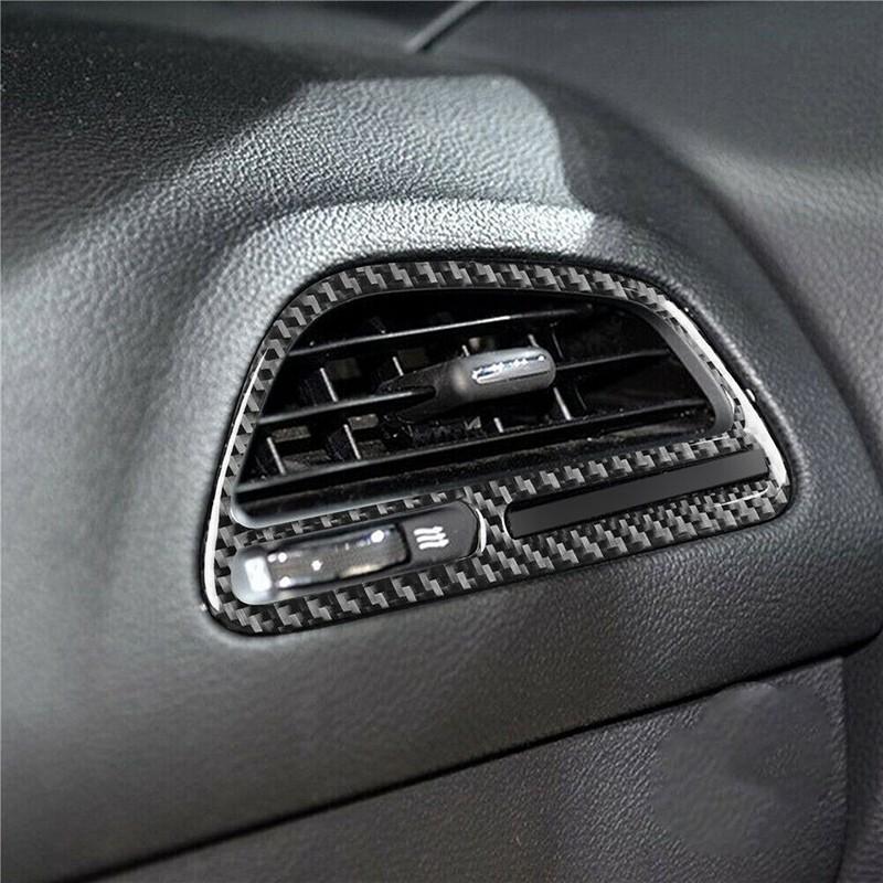 1x Carbon Fiber Dashboard Air Outlet AC Vent Trim Sticker For Challenger 2015+