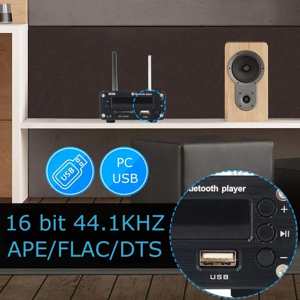 L7 HiFi Bluetooth 5.0 Receiver DAC Stereo Audio Preamp USB Music Player FM Radio Headphone Amp Supports U-Disk SD Hard Disk