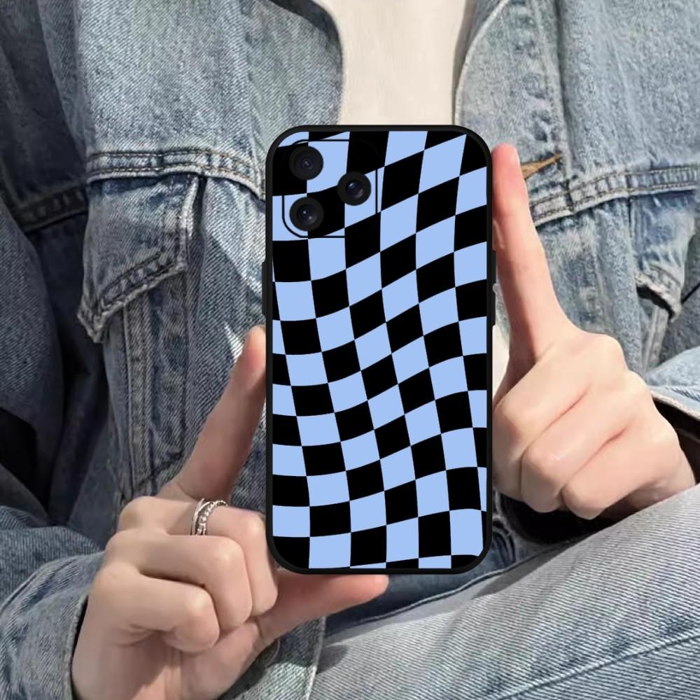 Crazy Checkered Phone Case For Samsung S20 S21 S22 S23 S24 Note 20 4G 5G Plus Ultra Black Soft Shell