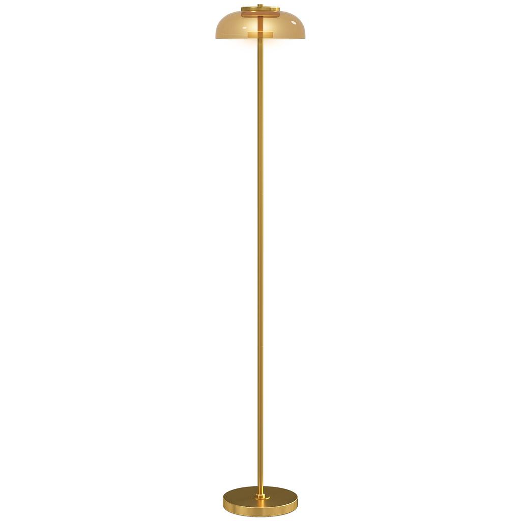 LED Floor Lamp Living Room, Floor Light with 3000K Warm Light, Foot Switch, 25 x 25 x 134 cm, Brass