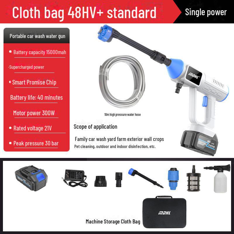 Rechargeable High-Pressure Wireless Car Wash Spray Gun with Lithium Battery