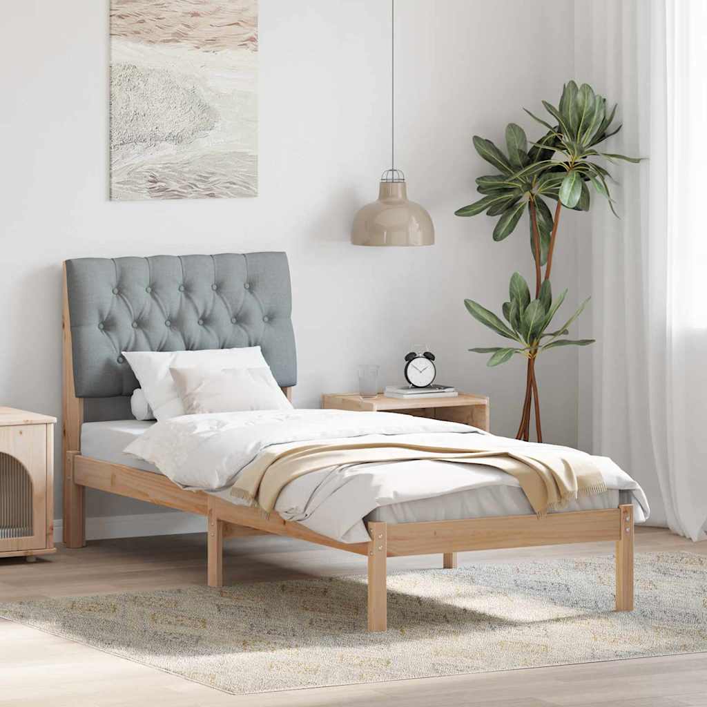 Bed Frame with Padded Headboard Brown 75 x 190 cm