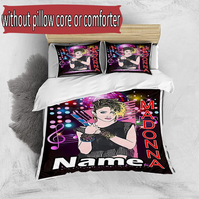 3pcs Duvet Cover Set (1*Duvet Cover + 2*Pillowcase, Without Core), Custom Name Singer Pattern Bedding Set, Home Bedroom Decor Gift