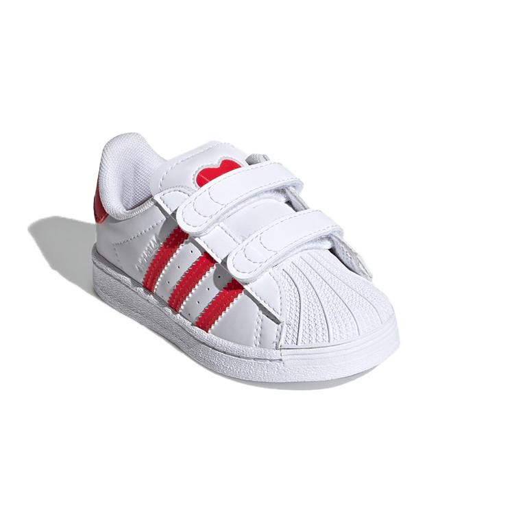 adidas Оригинальные SUPERSTAR Удобные Дышащие Низкие Скейтбордические Кроссовки Белые Красные Для Младенцев и Малышей FZ0644