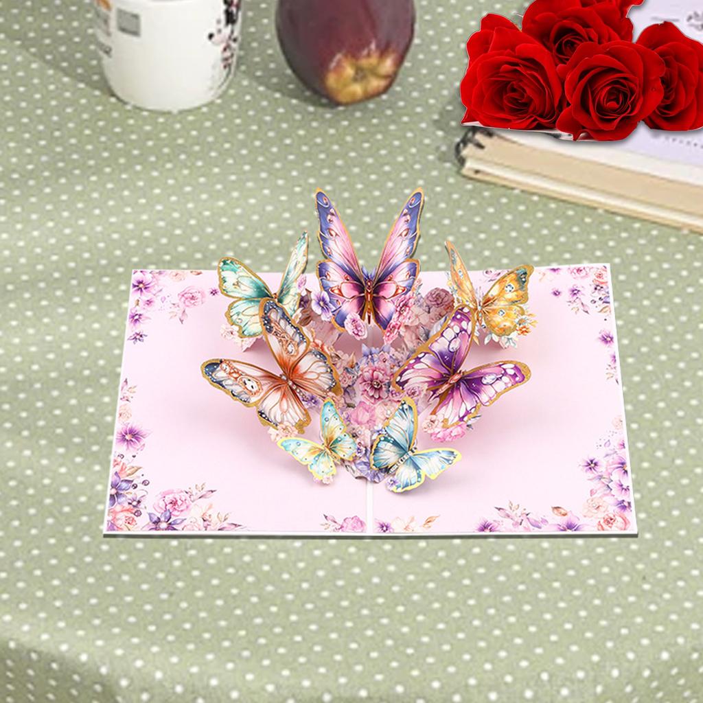 Valentine's Day Hot Stamped Butterfly Birthday 3D Card, Paper Card