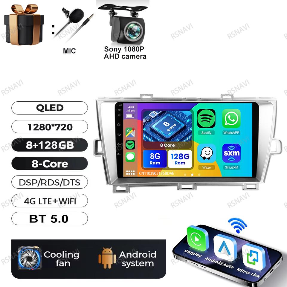 Android 16 Multimedia For Toyota Prius 2009 2010 2011 2012 2013 2015 XW30 Video Player Car Radio BT GPS Autoradio Navigation RDS