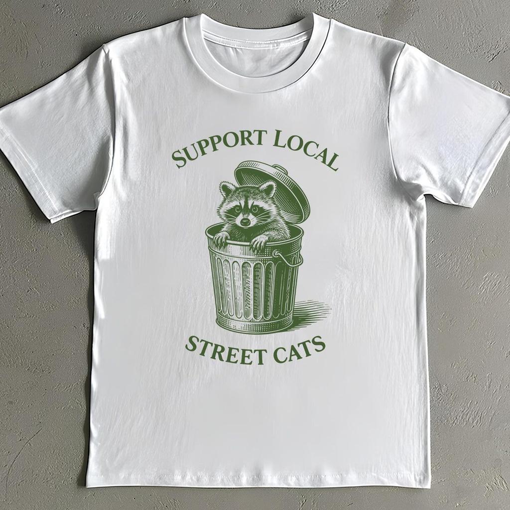 Support Local Street Cats Shirt: Funny Vintage Raccoon Trash Panda Tee