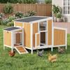 Outdoor Wooden Chicken Coop 145x90x92 cm For 2 4 Chickens With Nest Side House Removable Tray Yellow
