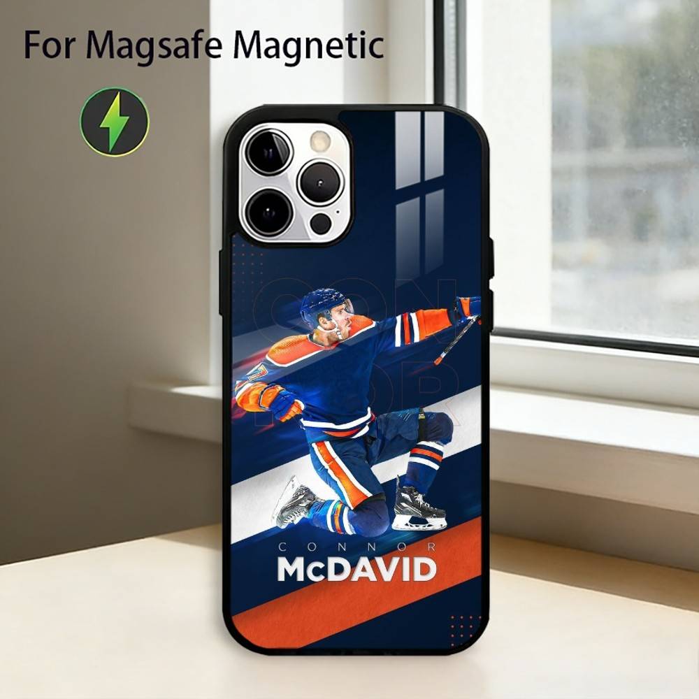 Hockey Player Connor McDavid Phone Case For iPhone17,16,15,14,13,12,11 Plus,Pro Magnetic with Magsafe Wireless Charging