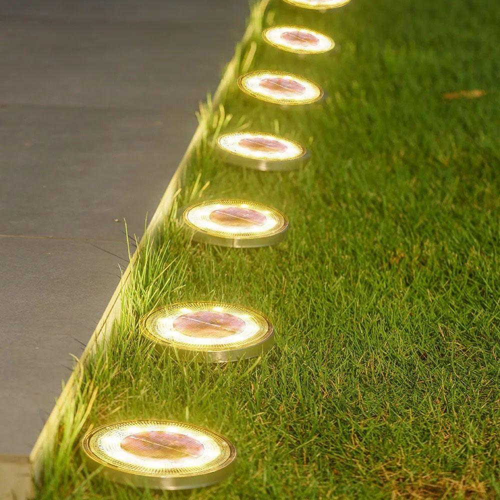 2Pcs Super Bright Solar Buried Lights Solar Power Lawn Lamp Path Deck Lights Garden