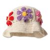 Women Handmade Crochet Breathable Knitted Hat Vibrant Bucket Hat Cute Plush Hat Fashion Floral Pattern Colorful 56-58cm