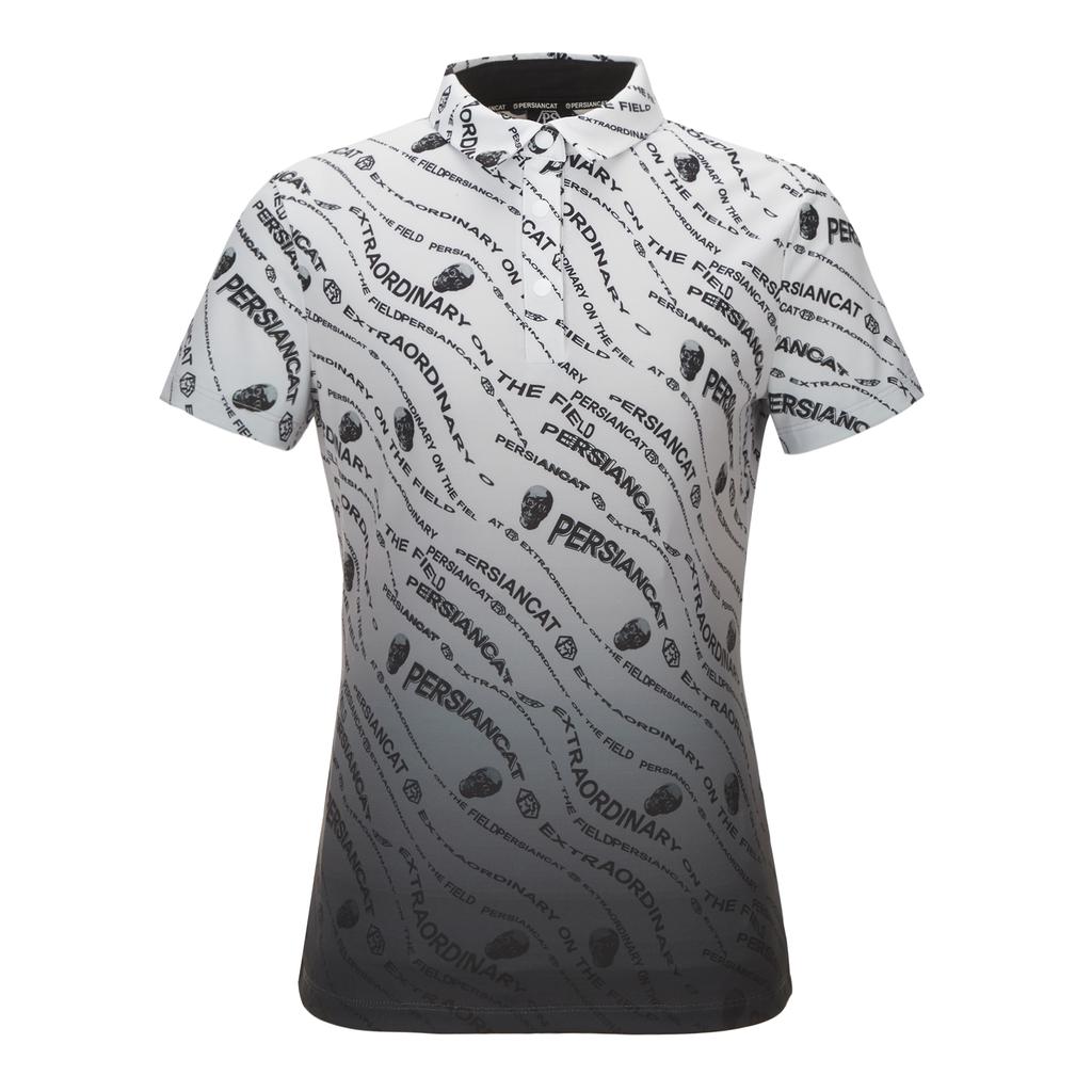 PERSIANCAT GOLF Women Hexagon Gradient Short Sleeve T-Shirt Gray