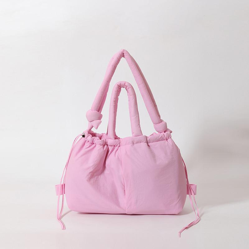 Casual Large Capacity Nylon Shoulder Bag For Women With Drawstring And Multiple Carrying Styles