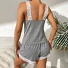 Women's Cami Pajama Set Lace Trim Tank Top And Elastic Waist Shorts Set