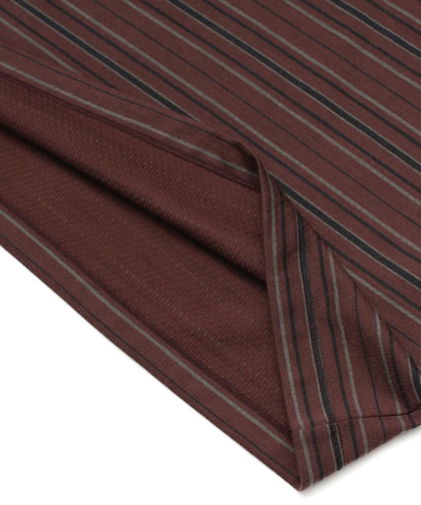 Snow Peak Hybrid Wool Mesh Stripe Cut and Long and Size L L/S T-Shirt SW-25AU014, Sew, Sleeve, T-Shirt, Men's Women's, Brown,