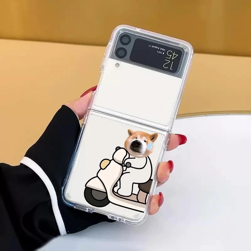 Забавный прозрачный чехол для пары с котиками для Samsung Galaxy Z Flip 4 5 7 ZFlip 6 Прозрачные парные чехлы для Samsung ZFlip 3 Fundas