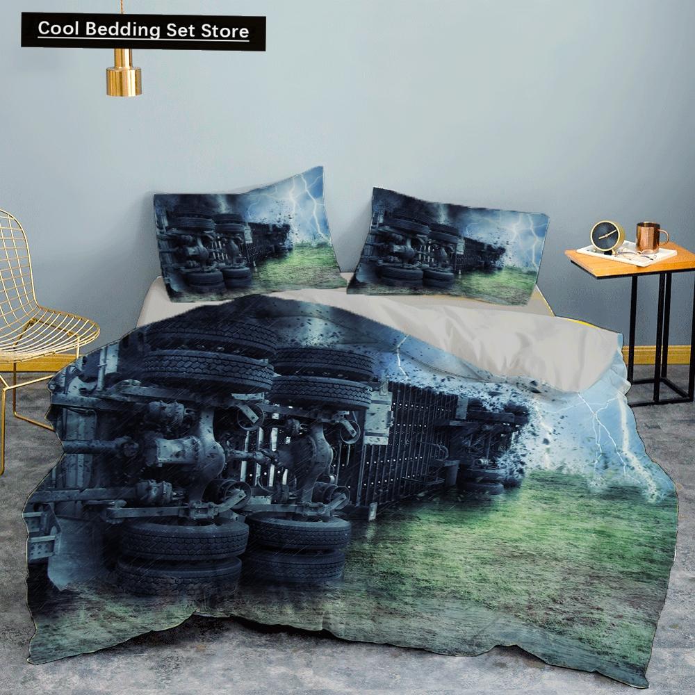 3D Car King Queen Пододеяльник Винтажный легкий комплект постельного белья для подростков с изображением гоночного суперкара 2/3 шт. Полиэстеровый пододеяльник