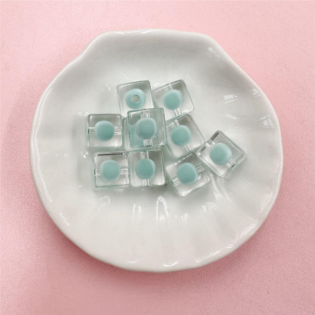 Простой модный браслет-брелок 10 мм, прозрачные модные квадратные бусины из акрила, 10 шт., яркое лицо, сделай сам, ювелирные аксессуары, сэндвич, изысканные ювелирные изделия