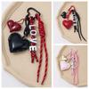 English Letter Braided Rope Car Keyrings PU Love Rope Bag Charm  Kids Gifts