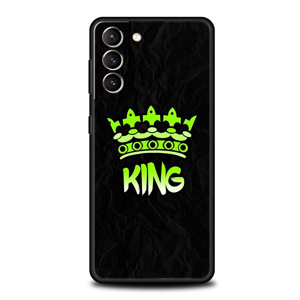Чехол для телефона Crown QUEEN & KING для пар Samsung Galaxy S24 S23 S22 S20 Ultra S21 FE 5G S10 S9 Plus S10E, мягкий силиконовый чехол
