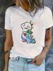 Women's Casual White Short Sleeve Top with Classic Print