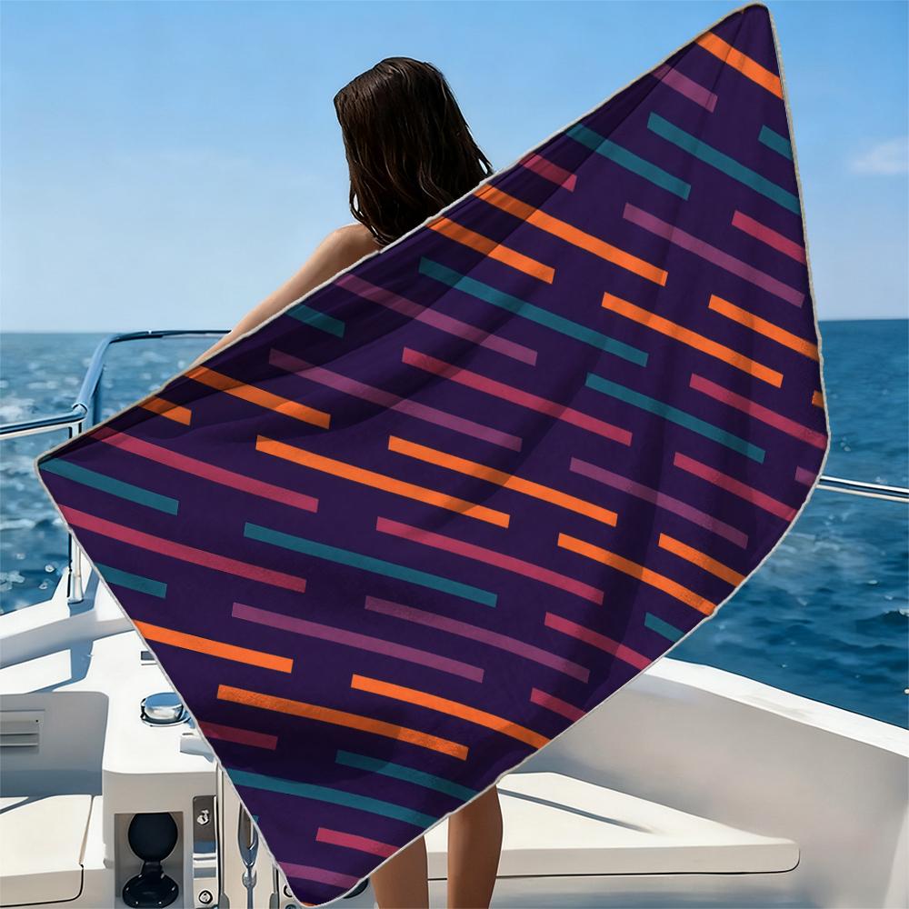 Color Slants Beach Towel Ultra-fine Fiber Quick Drying Absorbent Beach Swimming Vacationvacation Essentials Gifts