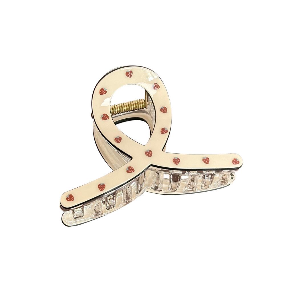 Трендовые большие заколки-крабы для волос с цветочным и клубничным принтом для женщин