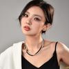 Chic Retro Style Pearl And Crystal Choker Necklace With Charming Panda For Unisex Wear