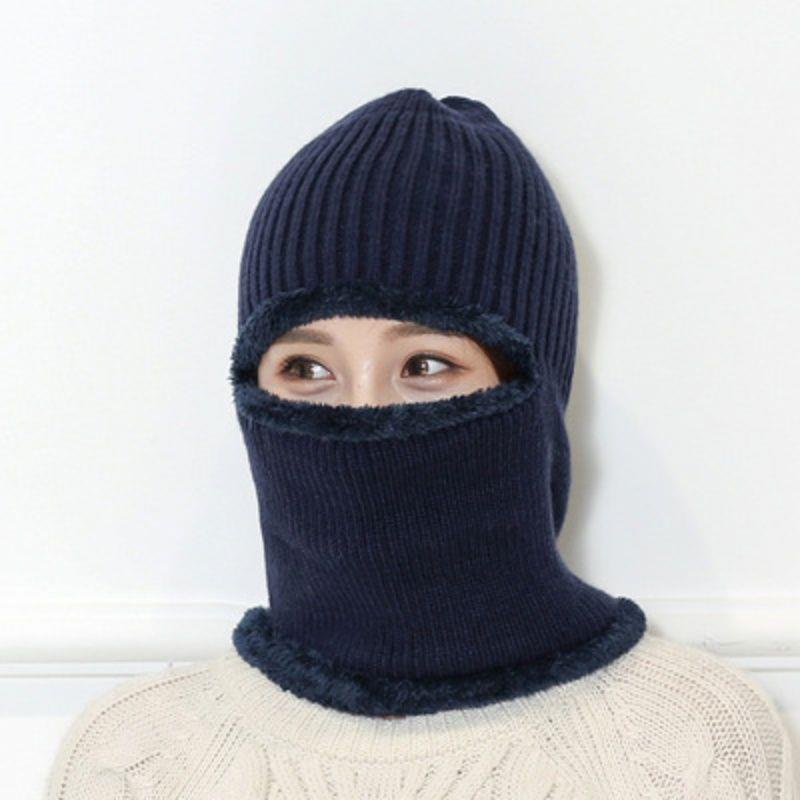Winter, Unisex, Knitted, Pullover Hat, Masked, Warm and Plush, Thick Windproof, Cycling Ear Protection Hat, Winter Hat