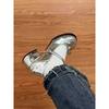 Gentle Small Silver Shoes Single Shoes High-end Light Mouth with Skirt Silver Mary Jane Shoes Small Leather Shoes