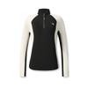 Fila Fitness Casual Simple Versatile Elastic Comfortable Spliced Half-Zip Knitted Long Sleeve T-Shirt Women Tops A11W541205FBK
