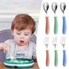 Baby Feeding Tableware Set Children Utensil Cutlery Toddler Fork Steel Spoon Cartoon B2F7