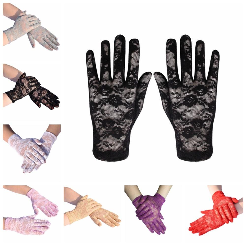 Прозрачные кружевные перчатки с цветочным узором, сетчатые перчатки с отверстиями для защиты от солнца, перчатки от солнца, женские/девичьи